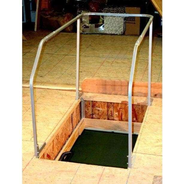 versa rail model 60 vrm60 attic ladder safety rail shown at top of attic