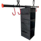Garage Gator Golf Storage Lift - 220 lb 68223 - raised with position with shelf and hooks attached 