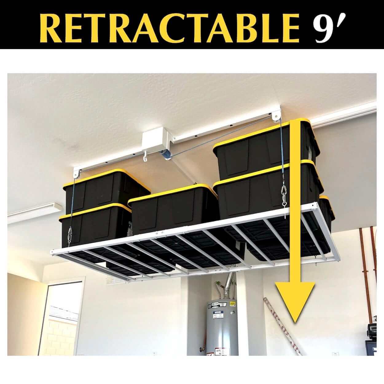 Ceiling Sam Retractable 4'x8' - full raised position fully loaded