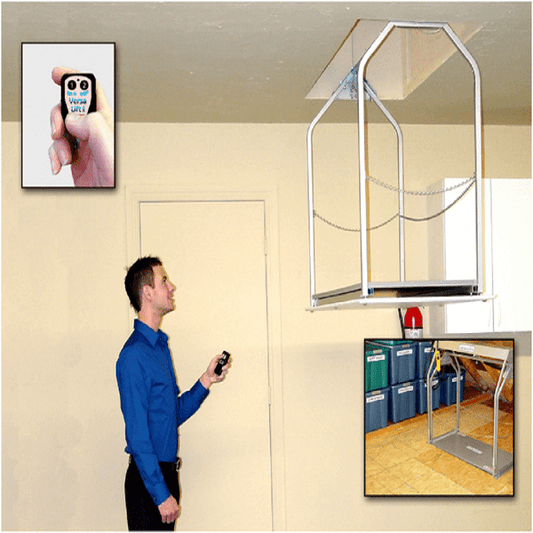 Image of Storage Lifts Direct Versa Lift Model  Wireless Remote  Attic Storage Lift for the 8 to 11 foot height range