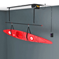 Garage Gator Power Kayak & Canoe Lift GG8220CK Storage Elevator - up position with kayak attached dark background