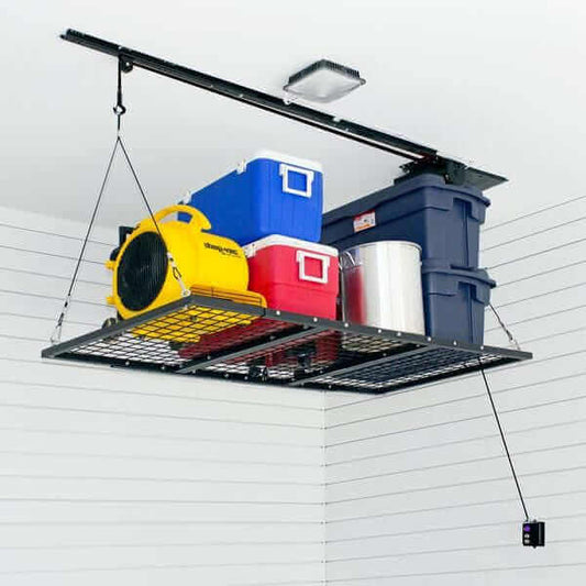 Garage Gator Motorized Platform Lift GG8220PL Storage Elevator - Loaded in up position