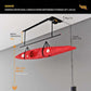 Garage Gator Dual Power Kayak & Canoe Lift Storage System GG8220CK2 - raised position with 1 kayak and control pendant