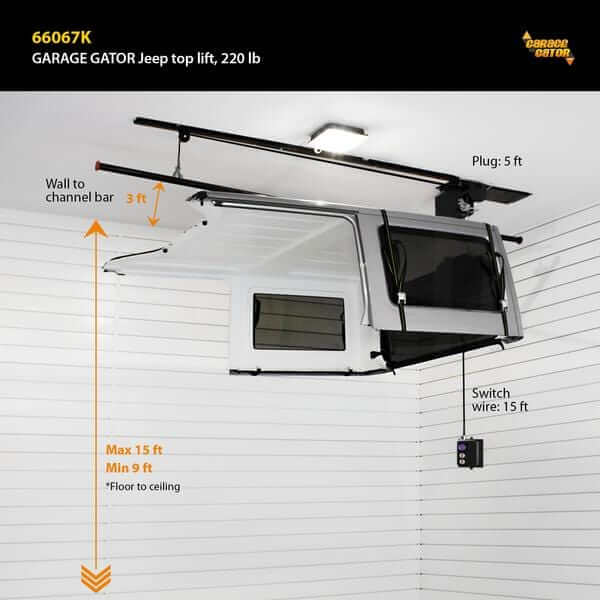 PROSLAT Jeep Roof Power Lift Storage Kit 220 lb #66067K - Storage Lift Direct